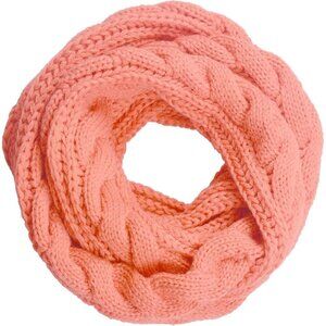 Women's Twist Pink Thick Ribbed Knit Winter Infinity Circle Loop Scarf